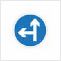 Sign: Turn left or continue straight ahead