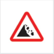 Sign: Falling rocks (or fallen rocks)