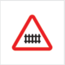 Sign: Level crossing with barrier or gate ahead
