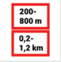 Sign: Length of a stretch of road beginning at specified distance from sign