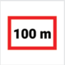 Sign: Distance to the information given by the warning sign