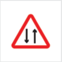 Sign: Two-way traffic straight ahead