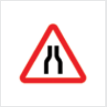 Sign: Road narrows on both sides